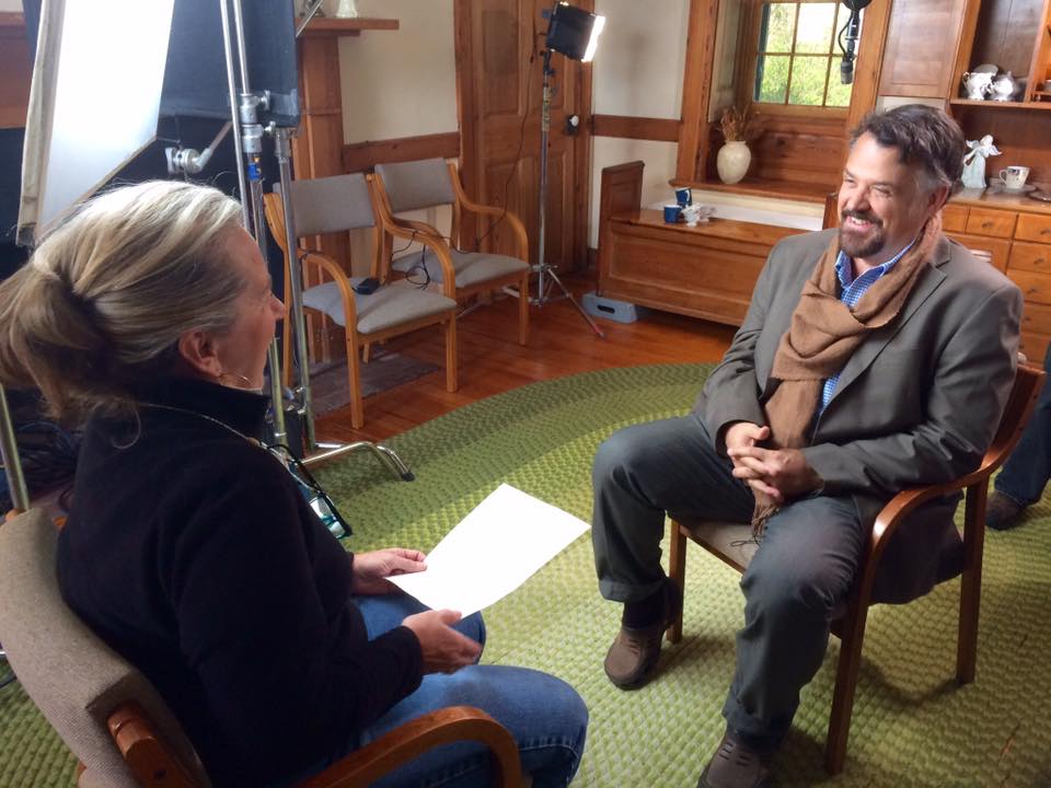 Producer Deidra Dain interviews forest ecologist, Dr. H. Bruce Rinker for the film