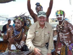 Author hamming it up with the natives.