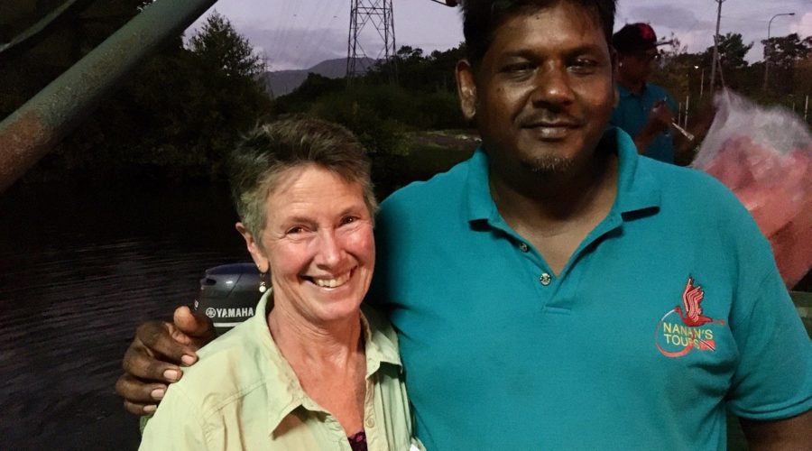Jeanne with Lester Nanan in the Caroni Swamp 2020.