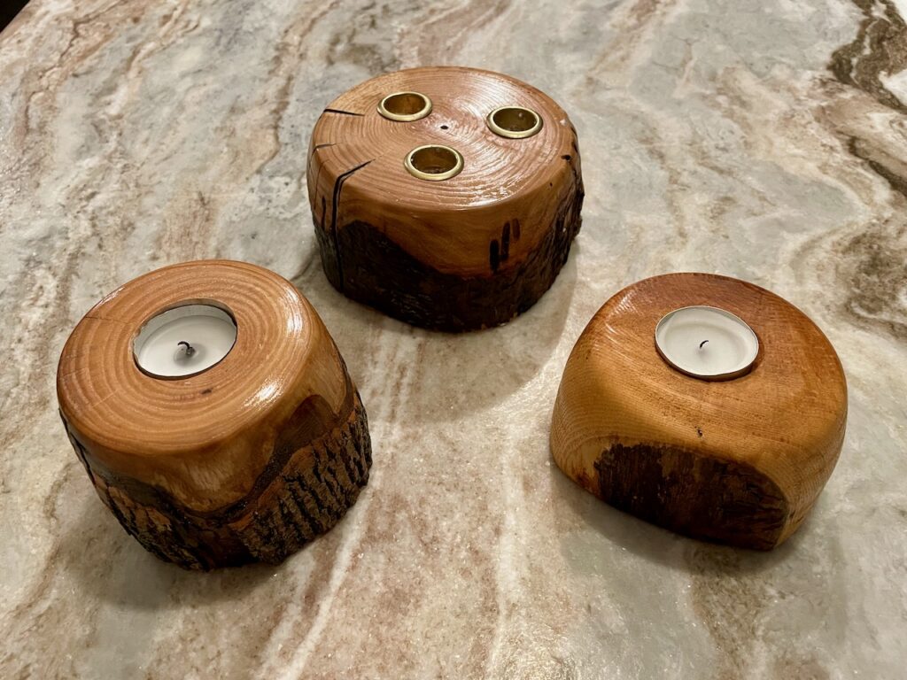 Green Ash candle holders